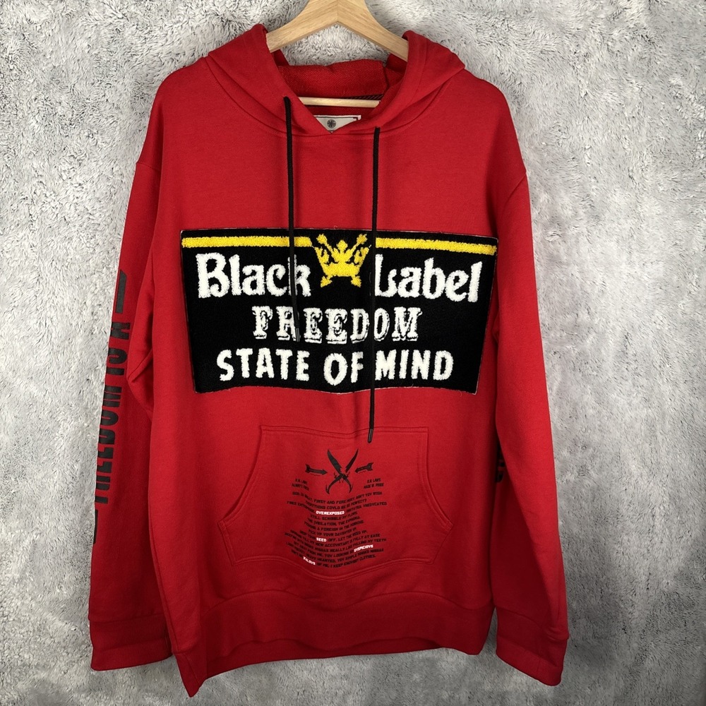 Kleep Standard Issue BLACK LABEL Hoodie Patch Embroidered Red Size XL